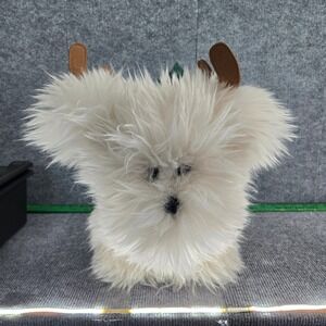 Pottery Barn Luxe Faux Fur Dog Antlers Shaped Plush Pillow 17x12